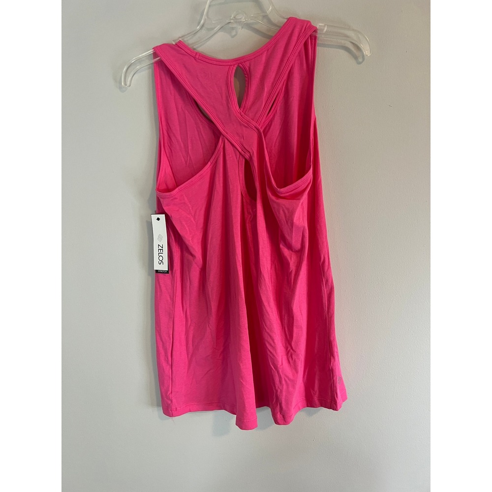 Zelos Womens Hot Pink Strappy Cross Back Keyhole Athletic Tank Top Size M NWT - Picture 2 of 4